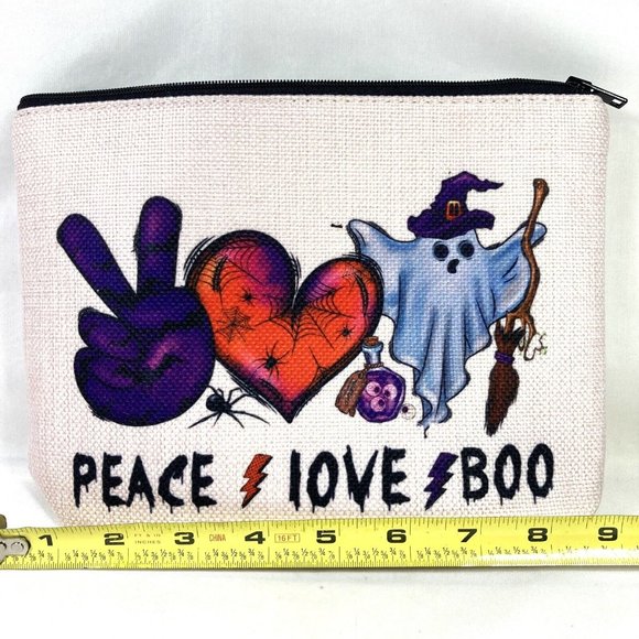 WZMPA Cosmetic Bag Peace Love Boo Halloween Makeup Pencil Case - Picture 11 of 11